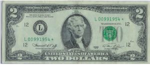 1976 $2 SAN FRANCISCO FRN STAR NOTE Banknote