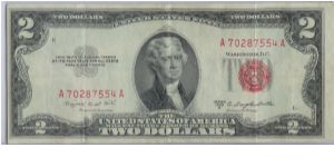 1953 B $2 RED SEAL Banknote
