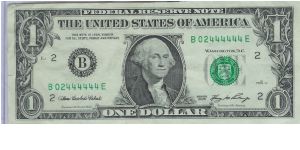 2006 $1 NEW YORK FRN (FANCY SERIAL) #02444444 Banknote