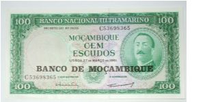 100 escudos 1960 with overprint from the 70's Banknote