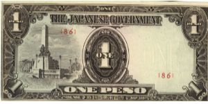 PI-109b Philippine 1 Peso note under Japan rule, double block letters 86. Banknote