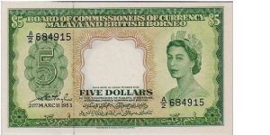 MALAYSIA-
 $5. QEII Banknote