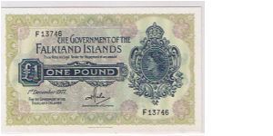 FALKLAND ISLANDS=
 ONE POUND Banknote