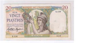 FRENCH INDO-CHINA
 20 PIASTRES Banknote