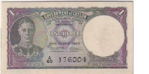 GOVERNMENT OF CEYLON- $1.00 Banknote