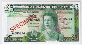 GIBRALTAR-
 5 POUNDS Banknote