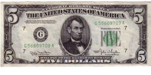 Series 1950, FR# 1961G
$5 FRN Note Banknote