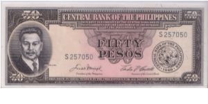1949 CENTRAL BANK OF THE PHILIPPINES 50 PESOS

P138d Banknote