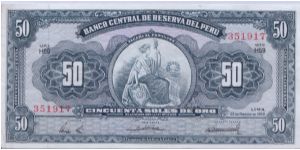 1968 BANCO CENTRAL DE RESERVA DEL PERE 50 *CINCUENTA* SOLES Banknote