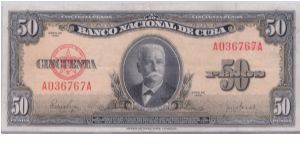 1950 BANCO NACIONAL DE CUBA 50 *CINCUENTA* PESOS Banknote