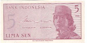 1694 BANK INDONESIA 5 SEN


P91 Banknote