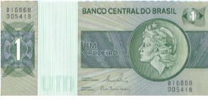 1970-72 BANCO CENTRALDO BRASIL 1 *UM* CRUZEIRO

P191 Banknote