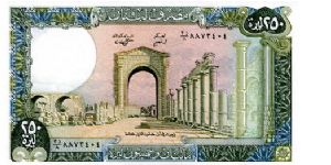 250 livres
Green/Pink/Orange
Ruins at Tyras  
Ruins at Tyras 
Thomas De La Rue
Wtrmk head in wreath Banknote