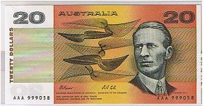AUSTRALIA RESERVE BANK-
 $20 Banknote