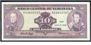 Venezuela 10 Bolivares 1995 P61d. Banknote
