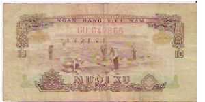 SOUTH VIETNAM

10 XU

GU  047866

P # 37 A Banknote