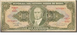 P183
1 centavo on 10 Cruzeiros Banknote