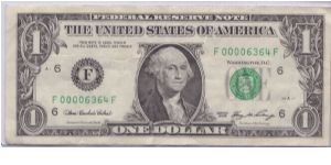2006 $1 ATLANTA FRN 

**LOW SERIAL #6364** Banknote
