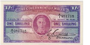 MALTA- ONE SHILLNG
 UNIFACE Banknote