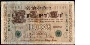 1000 Mark
Pk 45b
-----------------
21-04-1910
-----------------
Reprint 1918-1922
----------------- Banknote