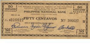 S-576b Misamis Occidental 50 Centavos note, RARE in this condition. Banknote