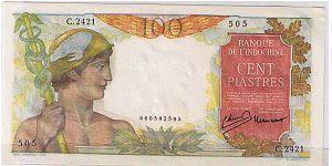 FRENCH INDO-CHINA
 100 PIASTRES Banknote