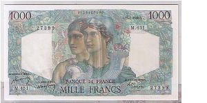 FRANCE- 1000  FRANCS Banknote