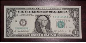 Super Repeater F56565656L 2003A Banknote