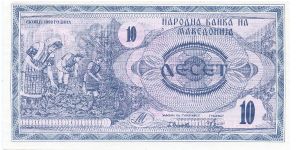 10 Denar
Blue
Farmers harvesting 
Llinden monument in Krushevo Banknote