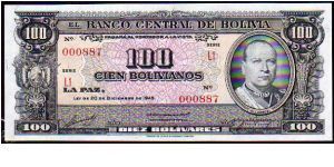 100 Bolivanos=
10 Bolivares__

Pk 147__

L.20-December-1945
 Banknote