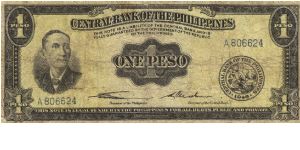 PI-109a RARE English Series 1 Peso note with signature group 1 and with GENUINE underprint. Banknote