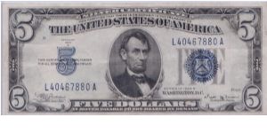 1934 B $5 SILVER CERTIFICATE Banknote