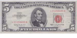 1963 $5 *RED SEAL*

**STAR NOTE** Banknote