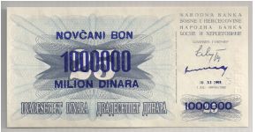 Bosnia 10000000 Dinara on 25 Dinara 1993 P35. Banknote