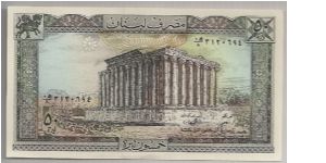 Lebanon 50 Livres 1988 P65d. Banknote