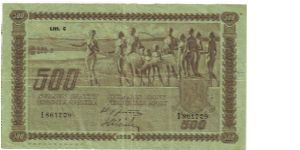 500 Markkaa Litt.C Serie I

Banknote size 203 X 120mm (inch 7,992 X 4,724)

This note is made of 26.08.-07.09. 1944 Banknote