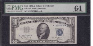 1953 A $10 SILVER CERTIFICATE

**PMG 64 CU** Banknote