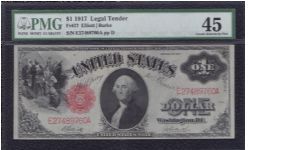 1917 $1 LT

ELLIOTT/BURKE

**PMG 45**

FR#37 Banknote