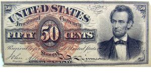 Fractional Currency
Fifty Cents
Lincoln
Fourth Issue Banknote