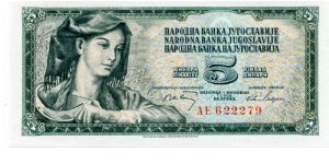 Socialist Federal Republic of Yugoslavia
5d 
woman with sickle
Value Banknote