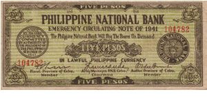 S-216 Philippine National Bank of Cebu 5 Pesos note. Banknote