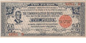 S-647A Negros Occidental 2 Pesos note...Blue. Banknote