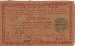 S-681 Negros Emergency Currency 1 Peso note, plate J1. Banknote