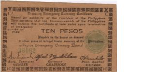 S-676a Negros Emergency Currency 10 Pesos note, plate C1. Banknote