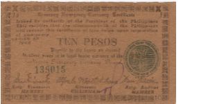 S-683 Negros Emergancy Currency 10 Pesos note, plate J3. Banknote