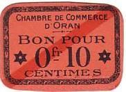 ALGERIA, Town of Oran, 10 Centimes ALGERIE ORAN 1916 Banknote