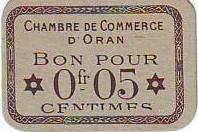 ALGERIA,Town of Oran, 05 Centimes ALGERIE ORAN 1916 Banknote
