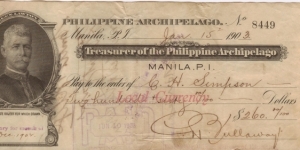 RARE Treasurer of the Philippines General Lawton Check Banknote