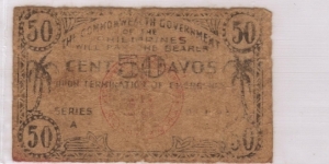 S-404a leyte Emergency Currency Board 50 centavos note. Banknote