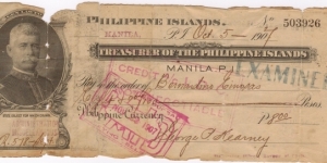 RARE Philippine Govonor Lawton check. Banknote